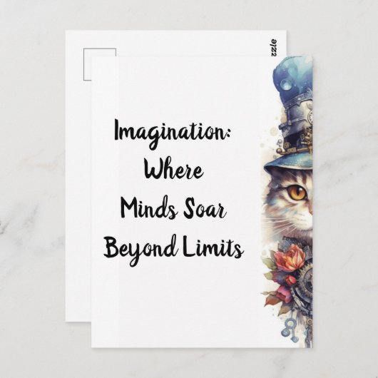 Katze 2 Kätzchen mit Rose und Oberhut Wasserfarbe Postkarte (Vorne/Hinten)