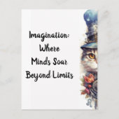 Katze 2 Kätzchen mit Rose und Oberhut Wasserfarbe Postkarte (Vorderseite)