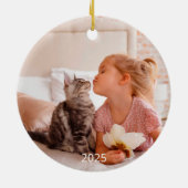 Katze 2 Seite 2 Foto Jahr des Kranzes Keramik Ornament (Hinten)