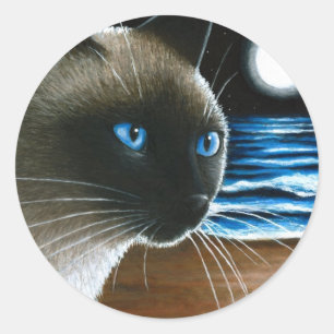 Katze 396 Siamesen Runder Aufkleber