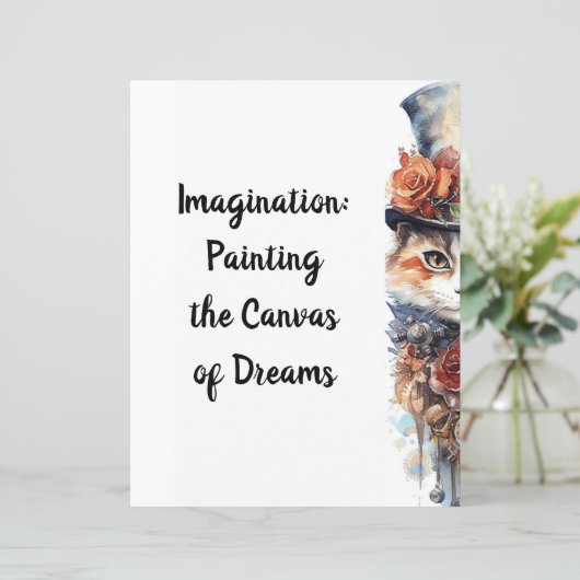 Katze 3 Kätzchen mit Rose Aquarell (Stehend Vorderseite)