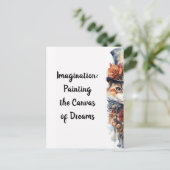 Katze 3 Kätzchen mit Rose Aquarell Postkarte (Stehend Vorderseite)