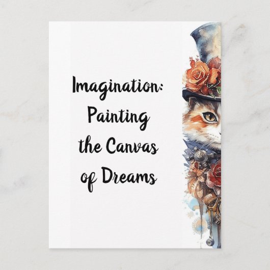 Katze 3 Kätzchen mit Rose Aquarell Postkarte (Vorderseite)