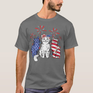 Katze 4. Juli American Flag Patriotic Funny Cat T-Shirt