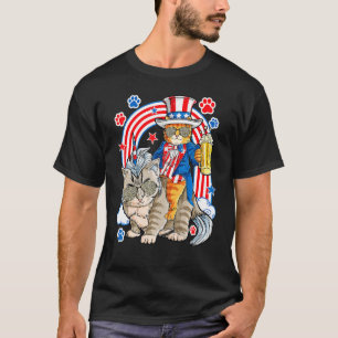 Katze 4. Juli Brille Und Einhorn Meowica Mit D T-Shirt
