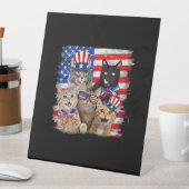 Katze 4. Juli Freedom American Flag Sonnenbrille Sockelschild (In Situ)