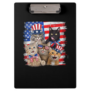 Katze 4. Juli Freiheit Amerikanische Flagge Sonnen Klemmbrett