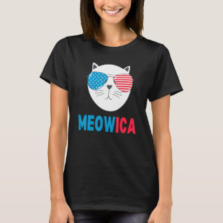 Katze 4. Juli Kostüm 2022 Meowica Männer Frauen Ki T-Shirt
