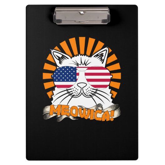 Katze 4. Juli Meowica Klemmbrett (Vorderseite)