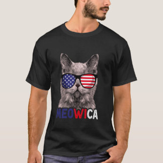 Katze 4. Juli Meowica Männer Frauen amerikanische  T-Shirt