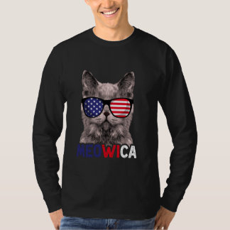 Katze 4. Juli Meowica Männer Frauen amerikanische  T-Shirt