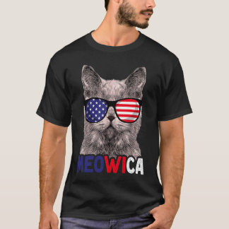 Katze 4. Juli Meowica Männer Frauen amerikanische  T-Shirt