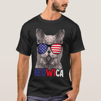 Katze 4. Juli Meowica Männer Frauen Amerikanische T-Shirt
