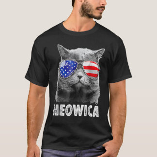 Katze 4. Juli Meowica Merica Männer USA Amerikanis T-Shirt