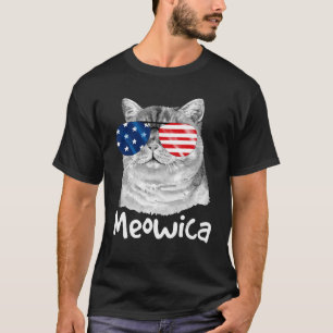 Katze 4. Juli Meowica Merica Men Usa American Fl T-Shirt
