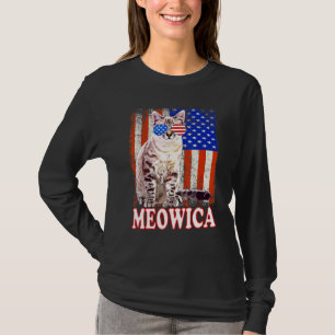 Katze 4. Juli Meowica Merica USA Amerikanische Fla T-Shirt