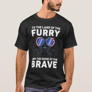 Katze 4. Juli Meowica USA-Flagge Patriotische schw T-Shirt