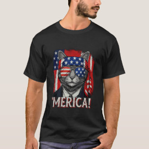 Katze 4. Juli Merica Kätzchen Jungen Männer Frauen T-Shirt