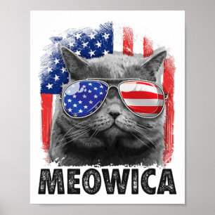Katze 4. Juli-Shirts Meowica Merica Männer USA Ame Poster