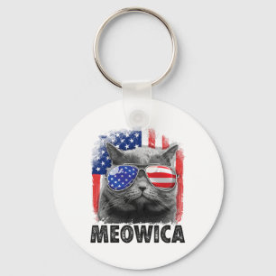 Katze 4. Juli-Shirts Meowica Merica Männer USA Ame Schlüsselanhänger