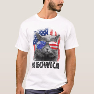 Katze 4th July Meowica Merica Männer Frauen Amerik T-Shirt
