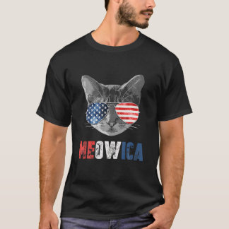 Katze 4th July S Meowica Merica Men USA Amerikanis T-Shirt