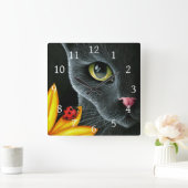 Katze 510 quadratische wanduhr (Zuhause)