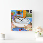 Katze 567 lustige Katze im Bad Quadratische Wanduhr (Zuhause)