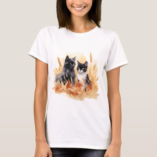 Katze 5 im Herbst T - Shirt (Vorderseite)