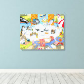 Katze 601 lustige Katzen im Bad Leinwanddruck (Insitu (Holzboden))