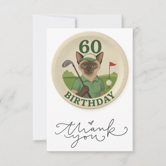 Katze 60. Geburtstag Dankeskarte (Vorderseite)