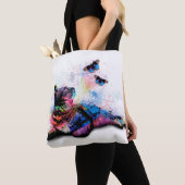 Katze 614 Blaurosa Schmetterling Tasche (Von Nahem)