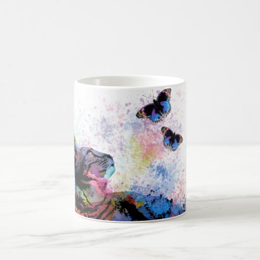 Katze 614 Schmetterling Kaffeetasse (Mittel)