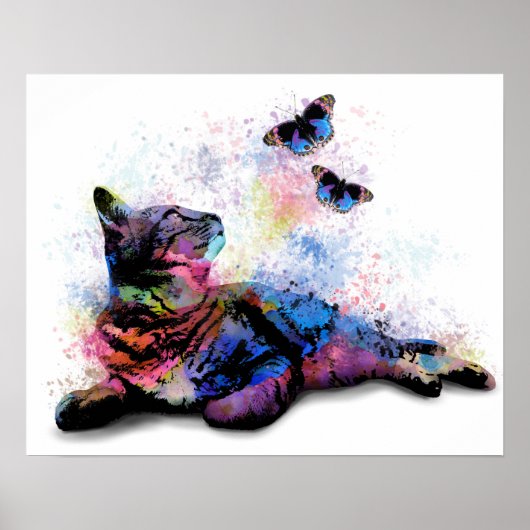 Katze 614 Schmetterling Poster (Vorne)