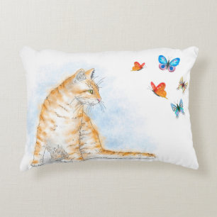 Katze 616 Schmetterling Zierkissen