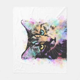 Katze 618 weiß fleecedecke