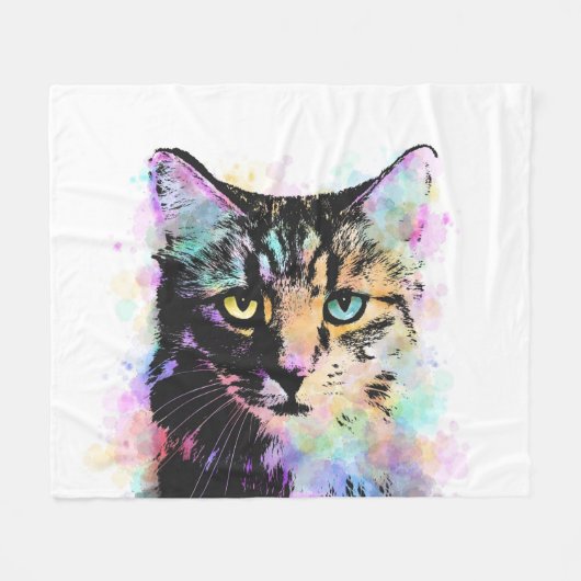 Katze 618 weiß fleecedecke (Vorderseite (Horizontal))