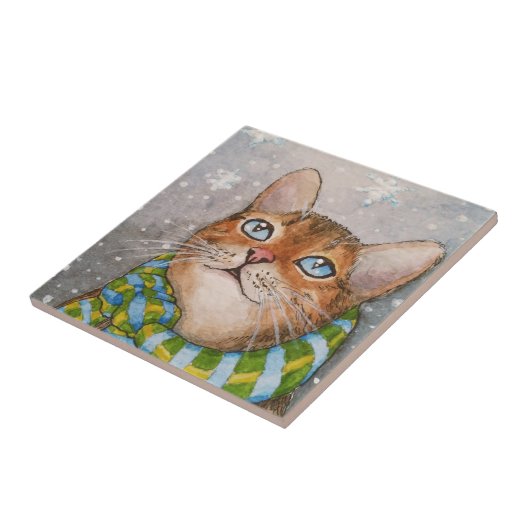 Katze 627 Winterschnee Fliese (Seite)