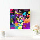 Katze 656 quadratische wanduhr (Zuhause)