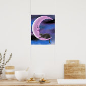 Katze 661 Rosa Mond Poster (Küche)