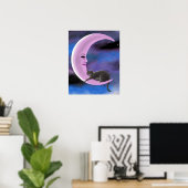 Katze 661 Rosa Mond Poster (Heimbüro)