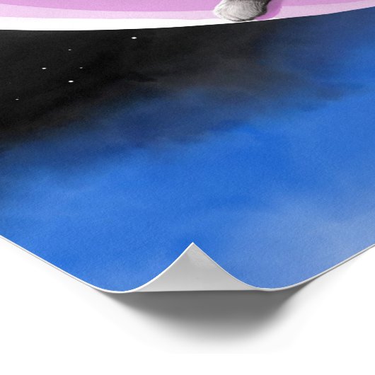 Katze 661 Rosa Mond Poster (Ecke)