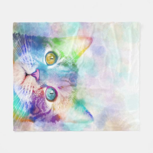 Katze 663 Multicolorkatze Fleecedecke (Vorderseite (Horizontal))