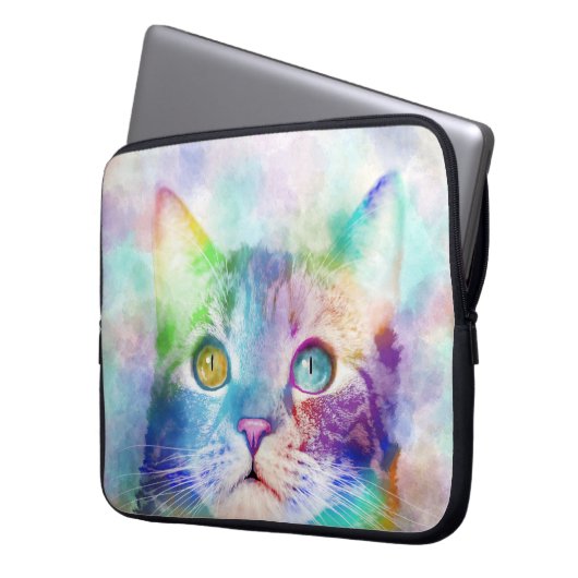 Katze 663 Multicolorkatze Laptopschutzhülle (Vorderseite Links)