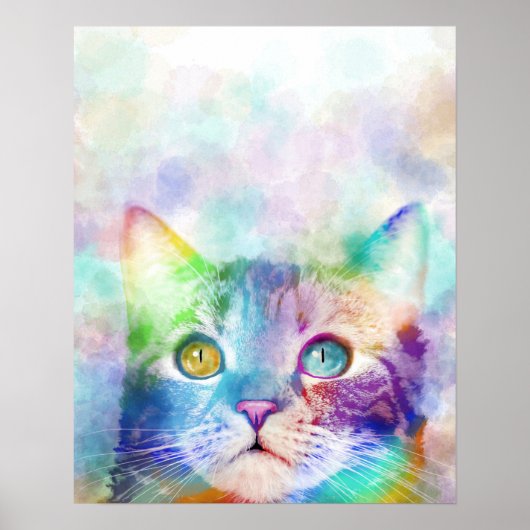 Katze 663 Multicolorkatze Poster (Vorne)