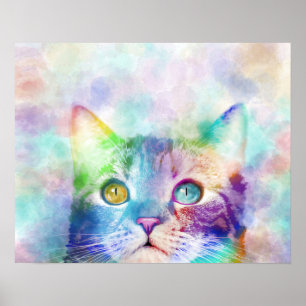 Katze 663 Multicolorkatze Poster