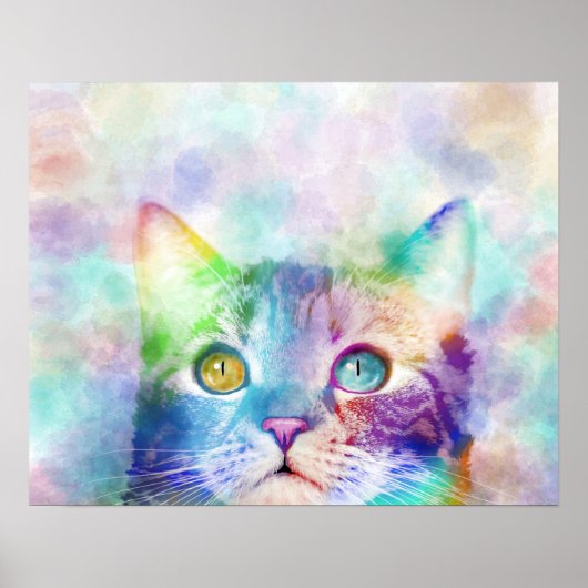 Katze 663 Multicolorkatze Poster (Vorne)