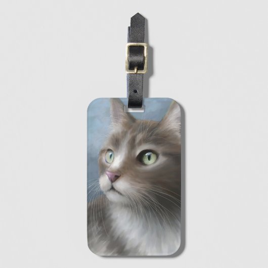 Katze 682 blau gepäckanhänger (Vorderseite Vertikal)
