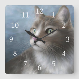 Katze 682 quadratische wanduhr