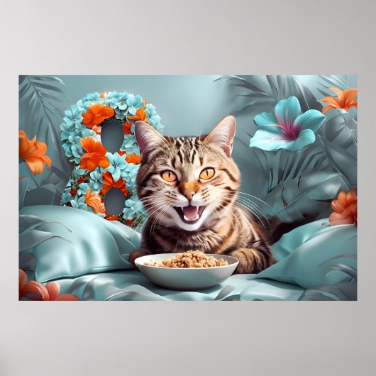 Katze 8 März Frauentag oder 8. Geburtstag Poster (Vorne)